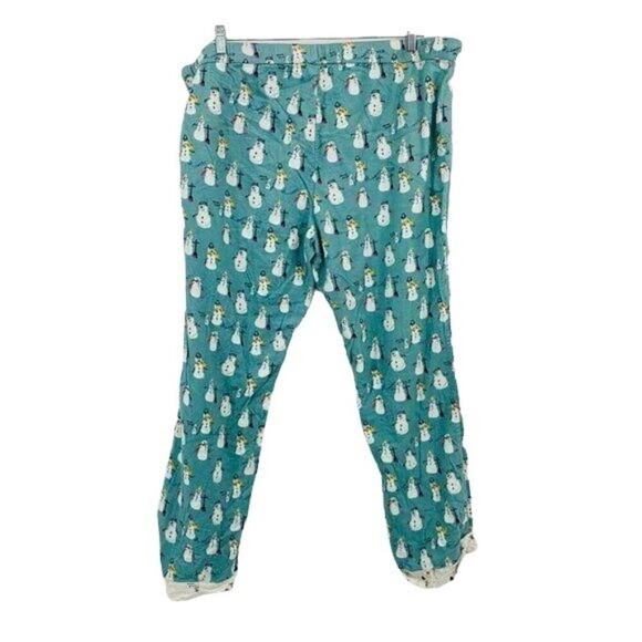 Munki Munki Womens Snowman Flannel Pajama Set Super Soft Cozy Size XXLarge - Picture 7 of 15